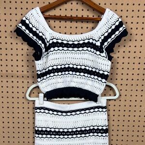 Freshman 1996 Crochet Slim Maxi Skirt and Crop Tank Striped Set Size Medium